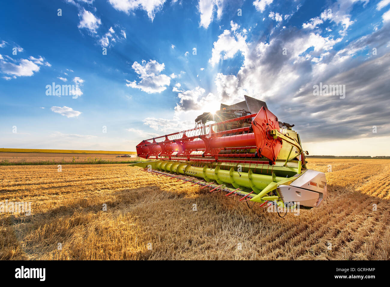 Dobrich, Bulgaria - JULY 08, 2016: Claas Lexion 660 combine harvester on display at the annual Nairn Farmers Show on July 08, 20 Stock Photo