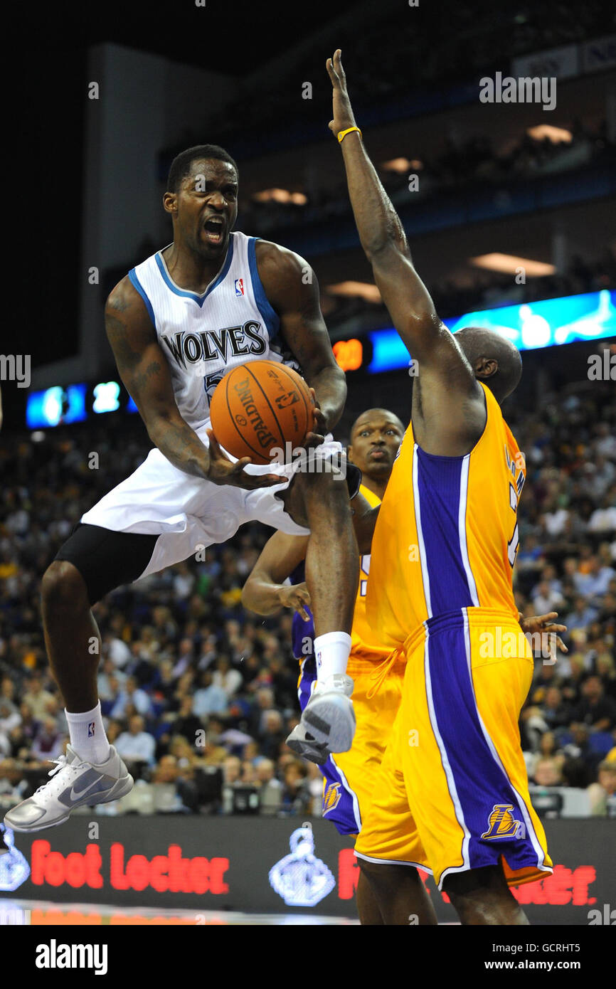 Minnesota Timberwolves' Martell Webster (left) in action against LA Lakers'  Lamar Odom during the NBA Europe Live match at the O2 Arena, London Stock  Photo - Alamy