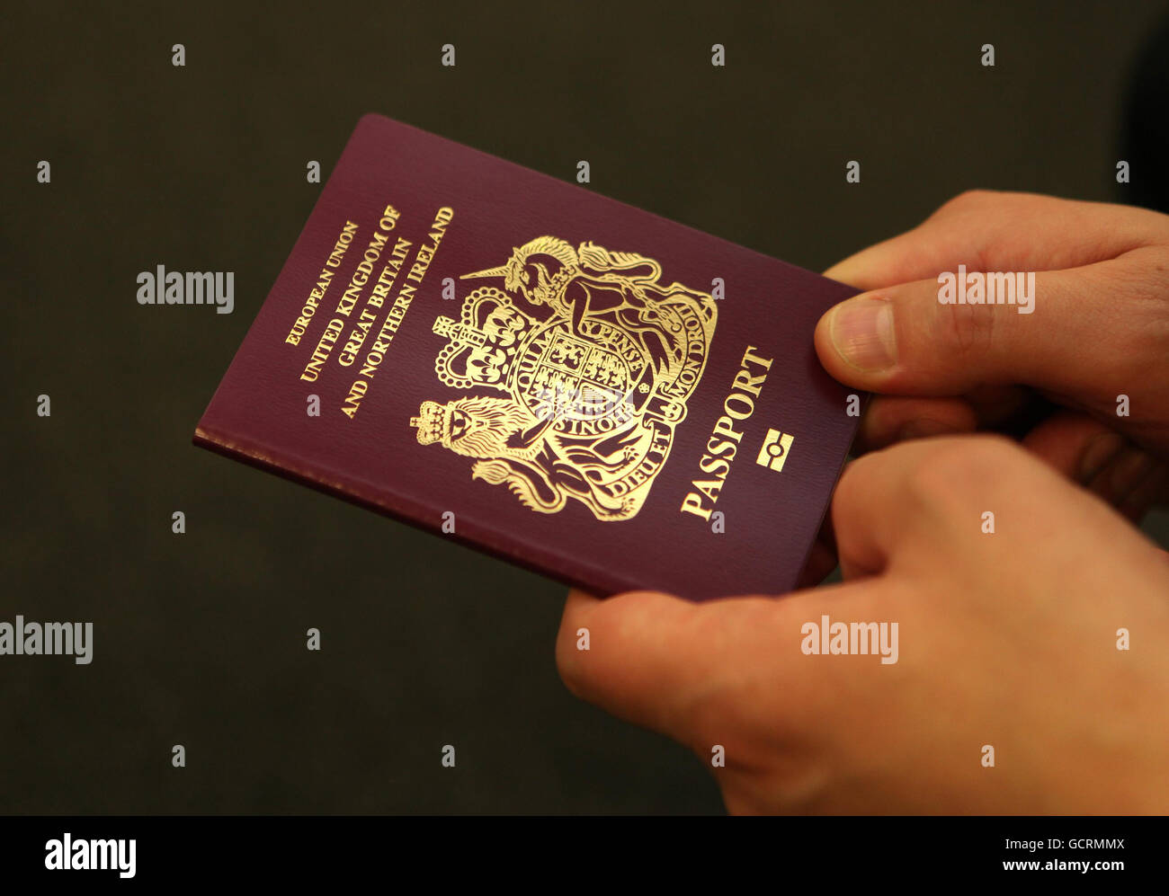 A new look passport from the counter of the London Passport Office