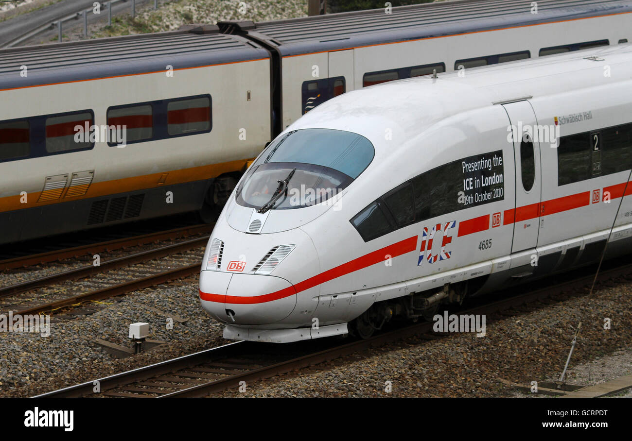 Channel Tunnel train testing Stock Photo - Alamy