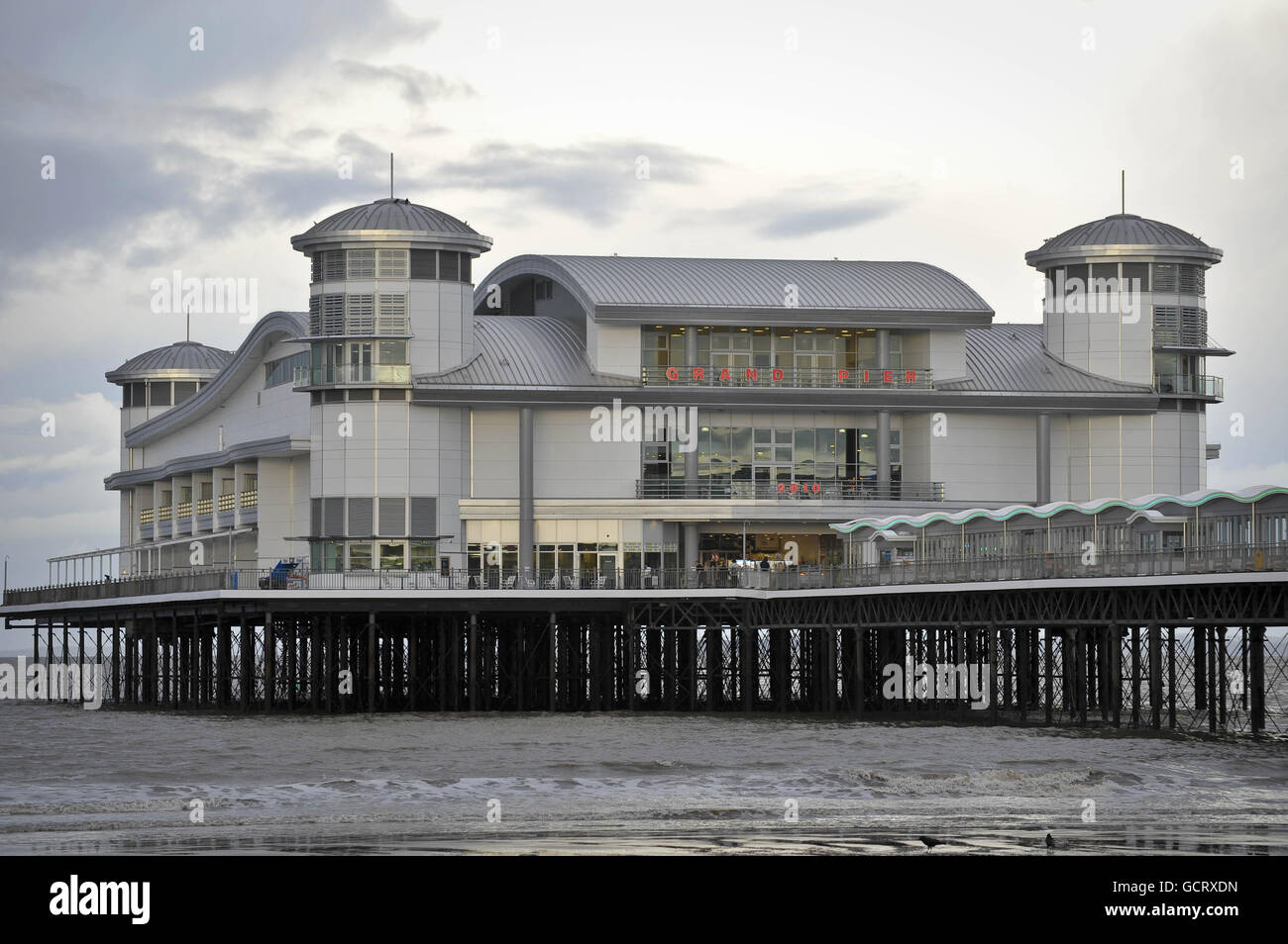 The Grand Pier on Weston-super-Mare beach on the day it finally re-opens to the public after fire destroyed the structure in July 2008. Stock Photo
