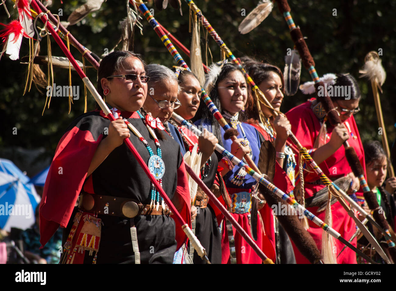 Woman dancing at the Kiowa Blackleggings Warrior Society Powwow Stock