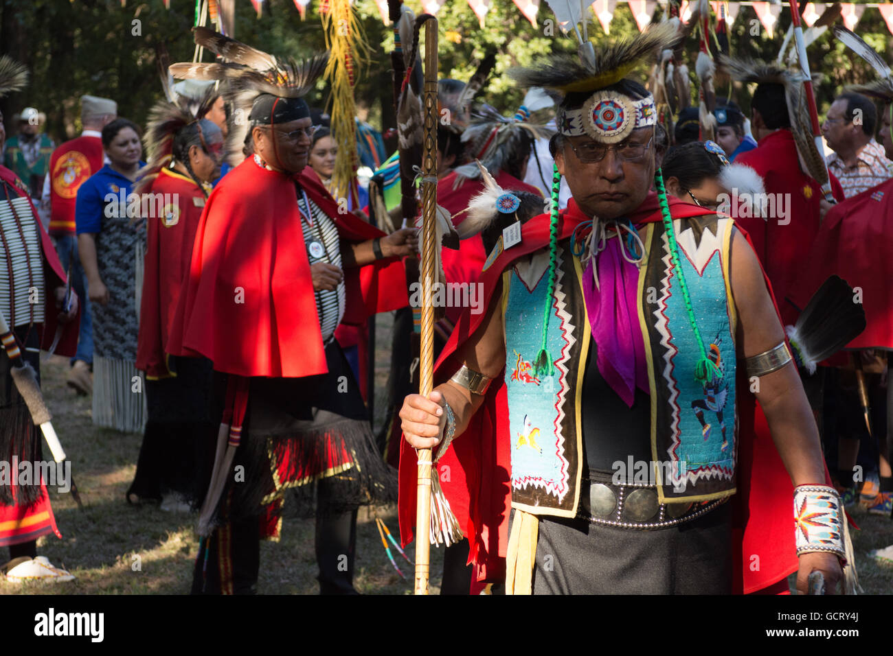 Veterans dancing at the Kiowa Blackleggings Warrior Society Powwow