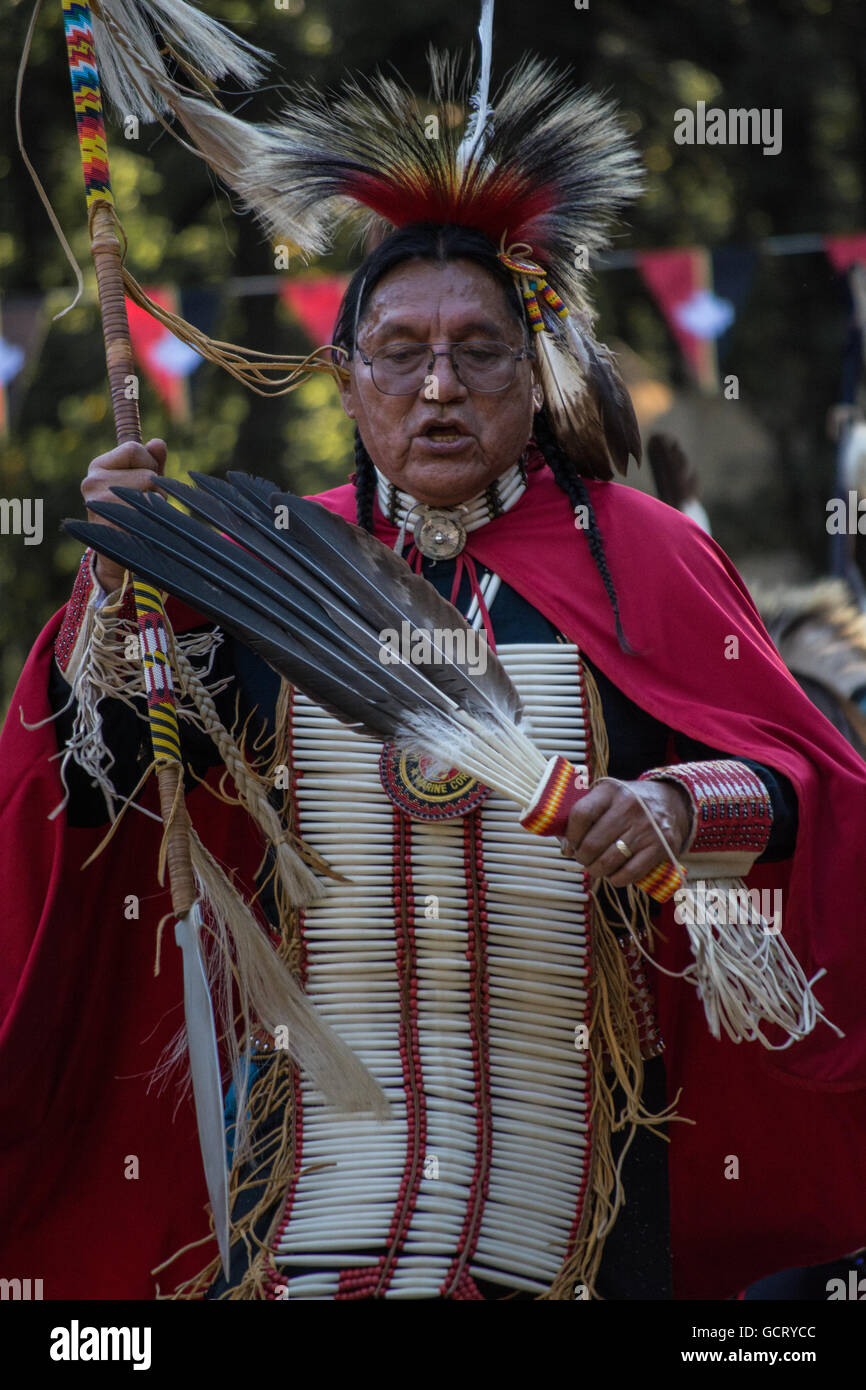 Veterans dancing at the Kiowa Blackleggings Warrior Society Powwow