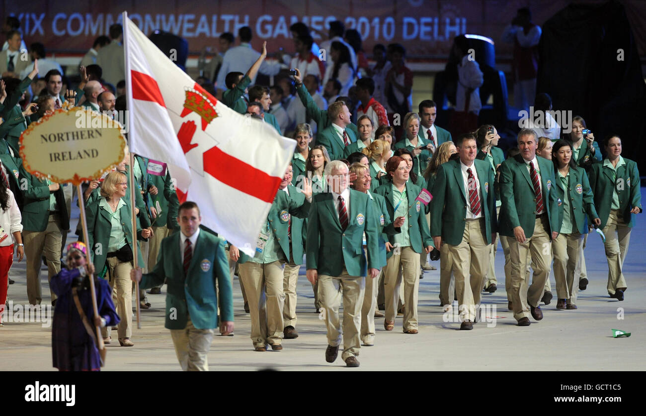 Sport - 2010 Commonwealth Games -Opening Ceremony - Delhi. The Northern Ireland team during the 2010 Commonwealth Games opening ceremony at the Jawaharlal Nehru Stadium in New Delhi, India. Stock Photo