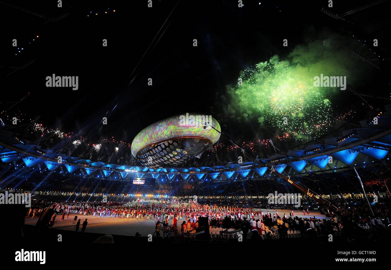 Fireworks during the Opening Ceremony at the Jawaharlal Nehru Stadium