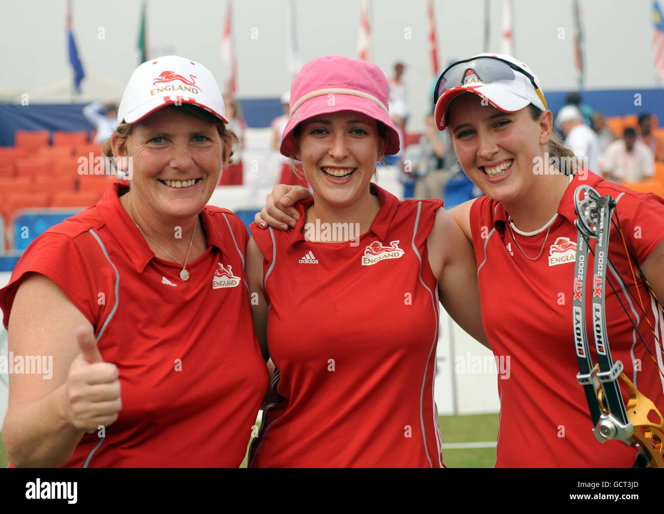 The England team (left to right) Nicky Hunt, Danielle Brown and Nichola