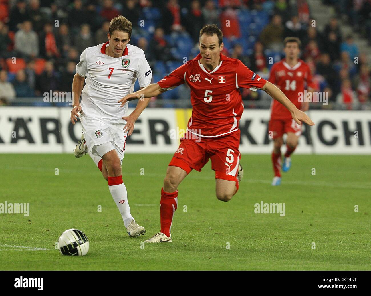 Soccer - UEFA Euro 2012 - Qualifying - Group G - Switzerland v Wales - St Jakob Park Stock Photo