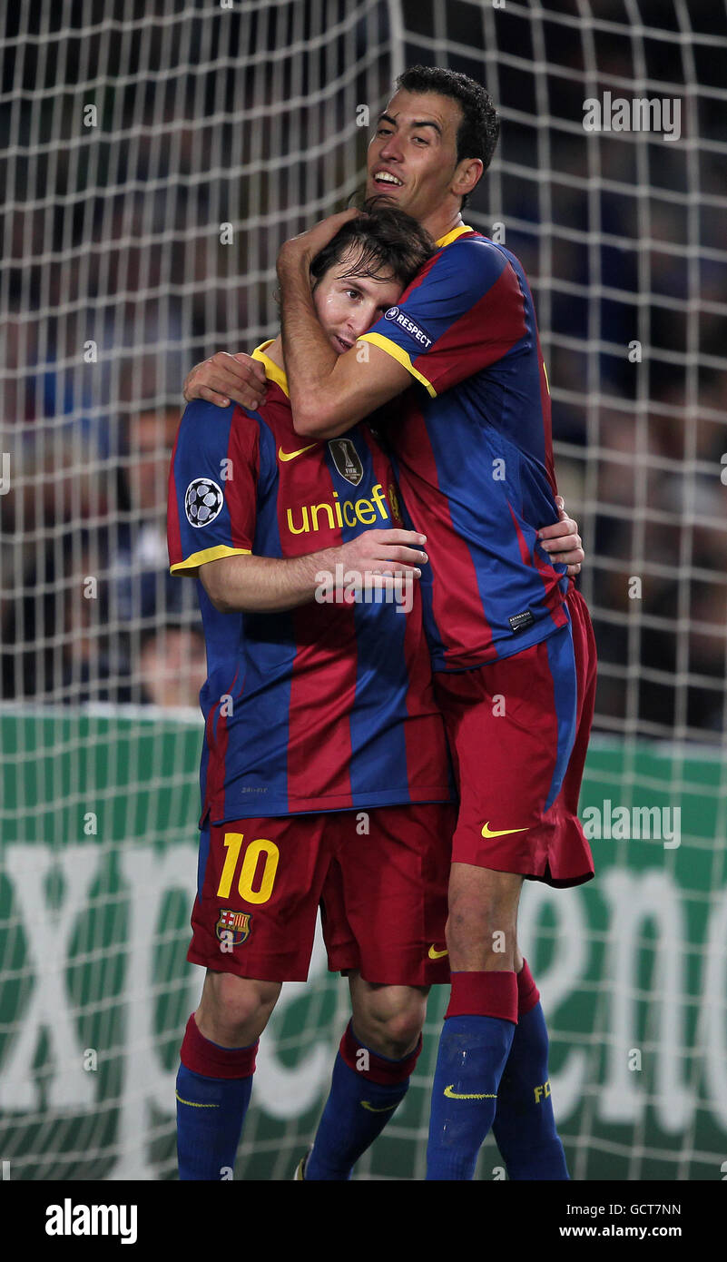Barcelonas lionel messi celebrates scoring his teams second goal hires
