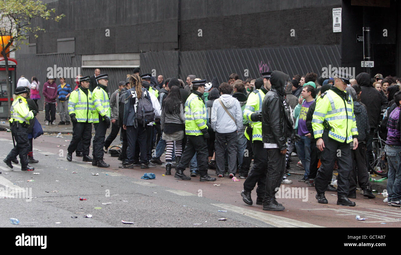 Police officers injured in rave violence Stock Photo - Alamy