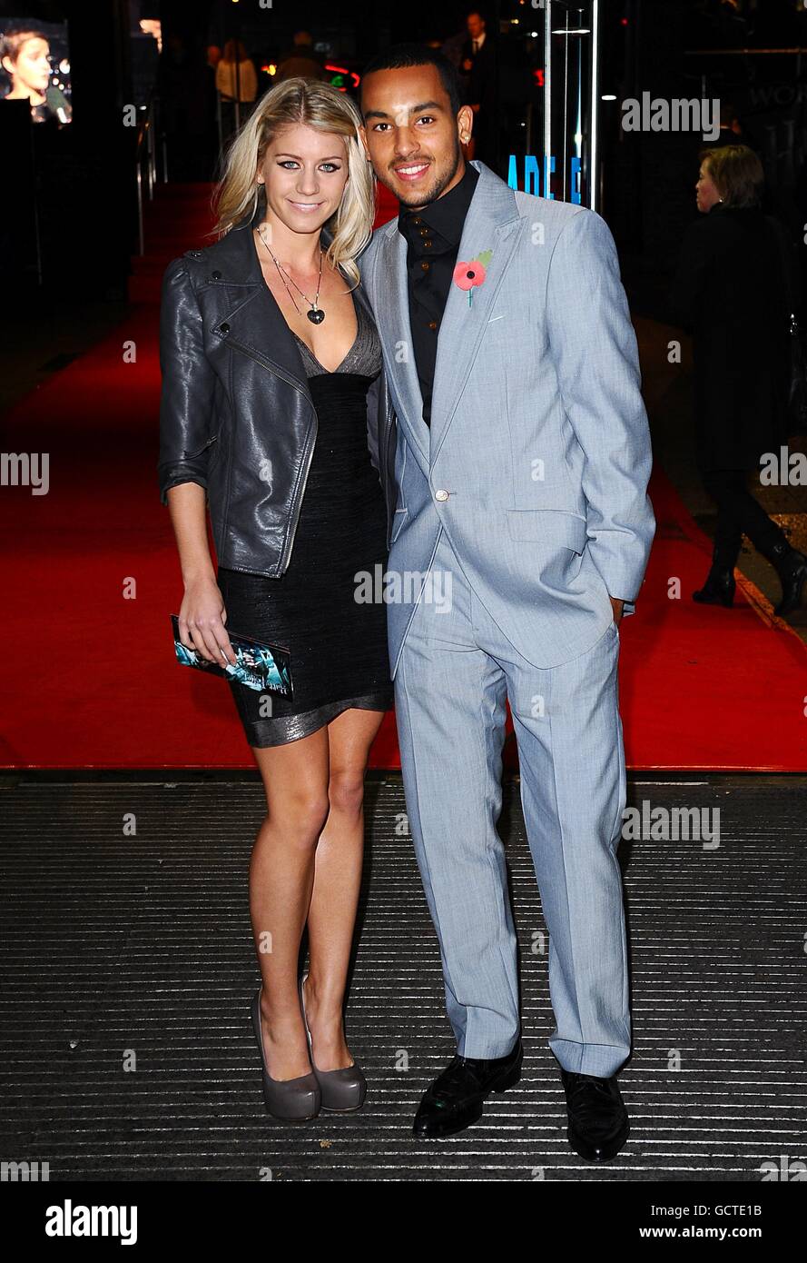 Theo Walcott and Melanie Slade arriving for the World Premiere of Harry