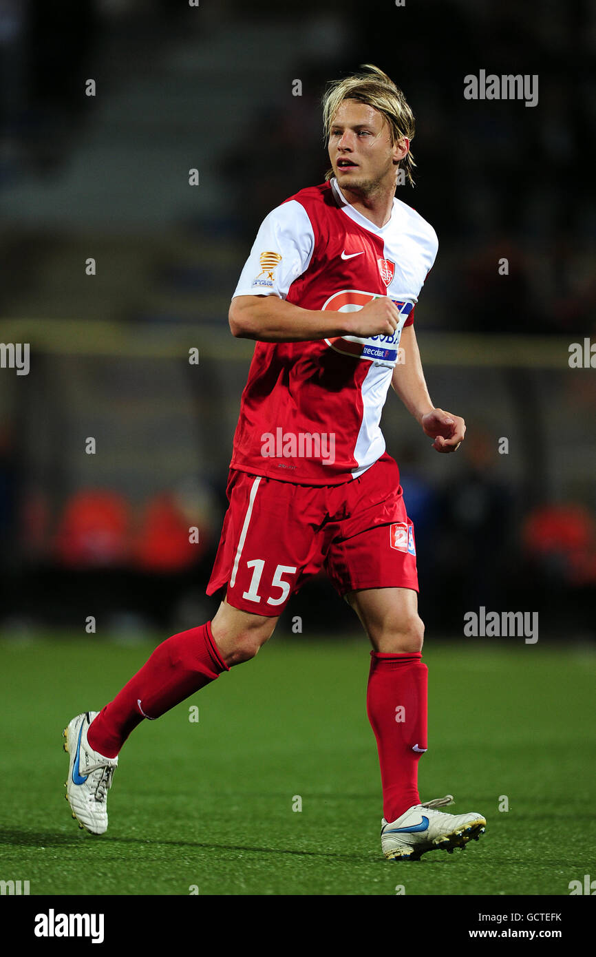 Soccer - Coupe de la Ligue - Round of 32 - FC Lorient v Stade Brestois 29 - Stade Yves Allainmat. Tomas Micola, Stade Brestois 29 Stock Photo