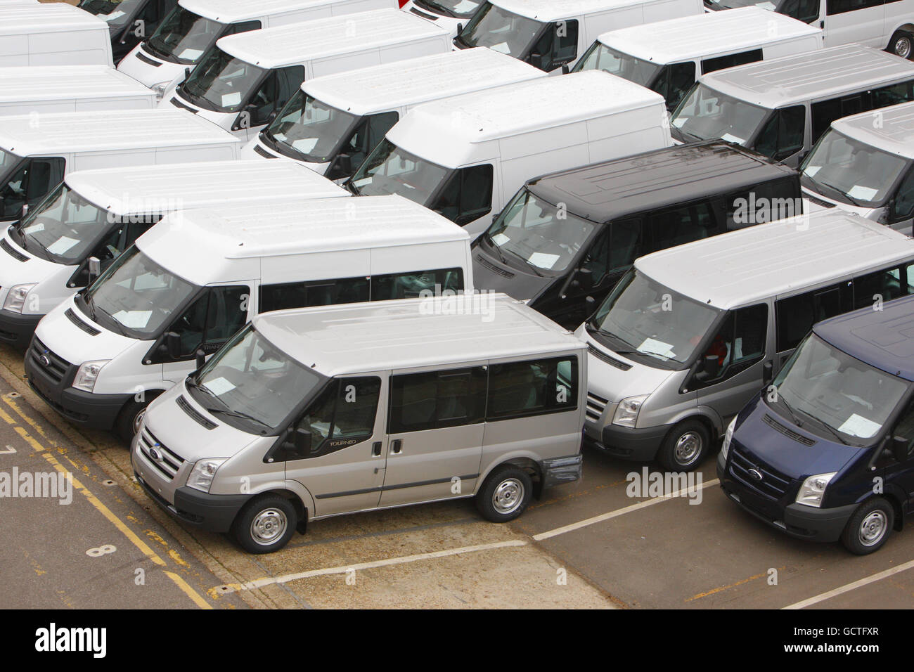 Ford Transit vans at their factory in Southampton, Hampshire where 125 vans roll off the