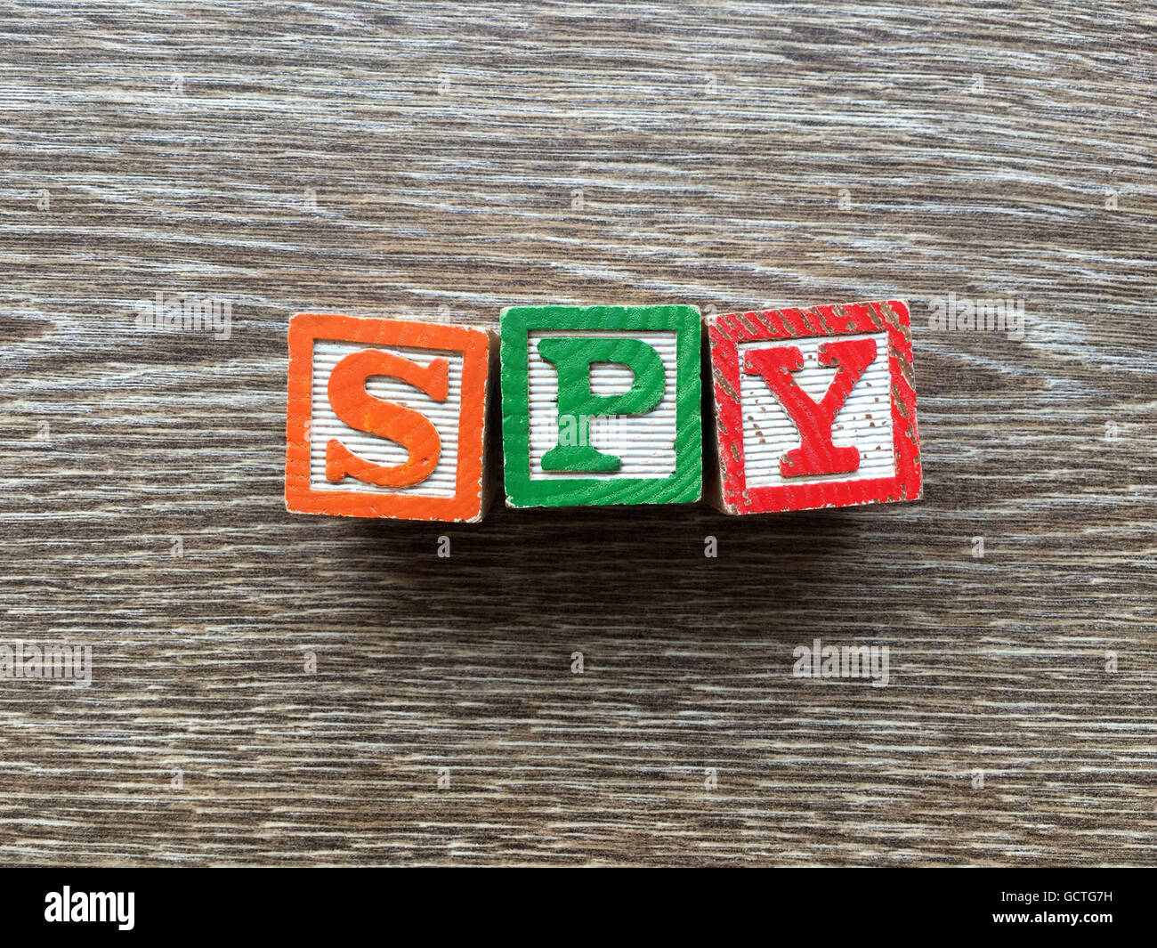 SPY word written with wood block letter toys Stock Photo