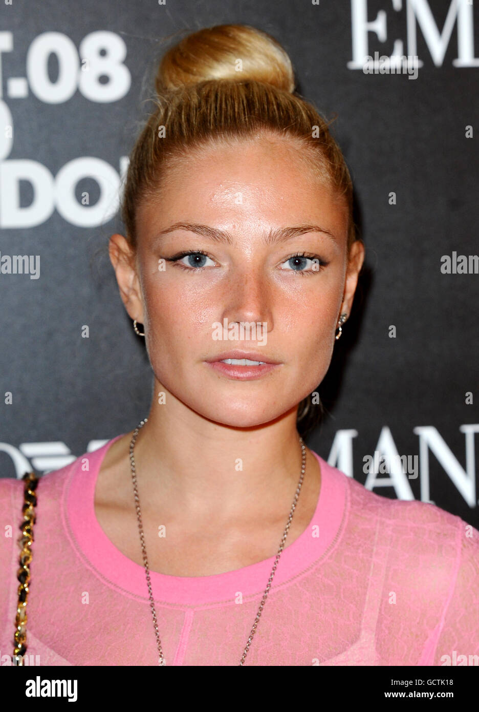 Clara paget arrives at emporio armani hi-res stock photography and