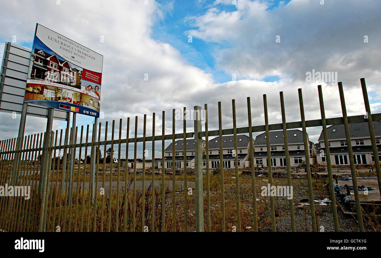 A general view of a so-called 'ghost estate' in North County Dublin, after the Government confirmed that boom time developers did not lodge enough security money to complete 2,800 unfinished housing estates littered around the country. Stock Photo