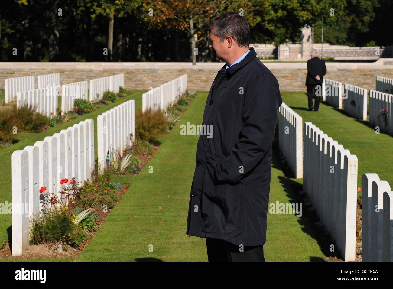 Soccer - Football Battalion Memorial Unveiling - Longueval. Nottingham Forest chief executive Mark Arthur at Delville Cemetery during the Football Battalion Memorial unveiling in Longueval, France. Stock Photo