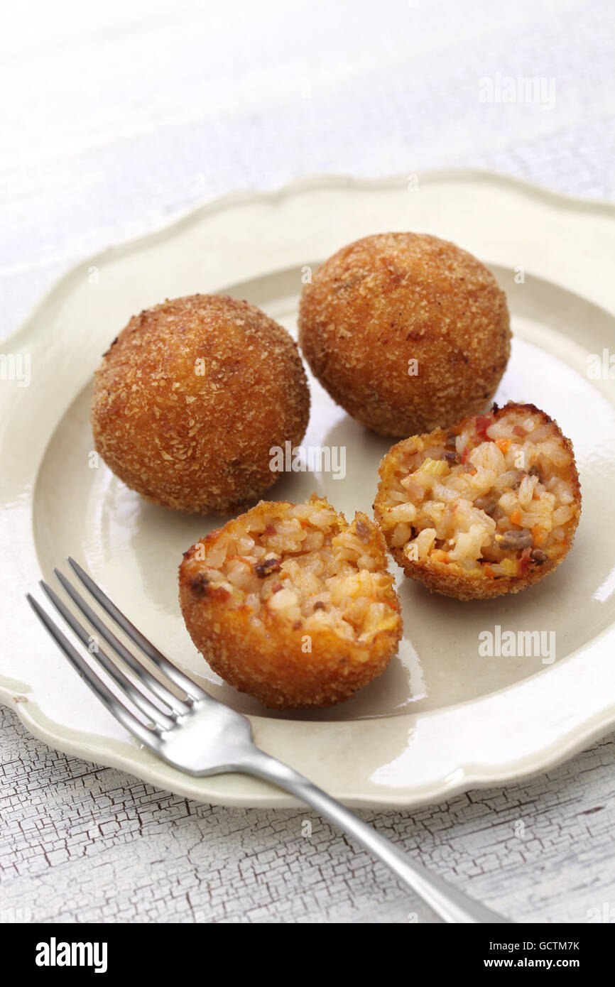 arancini di riso, fried risotto rice balls, italian sicilian food Stock Photo Alamy