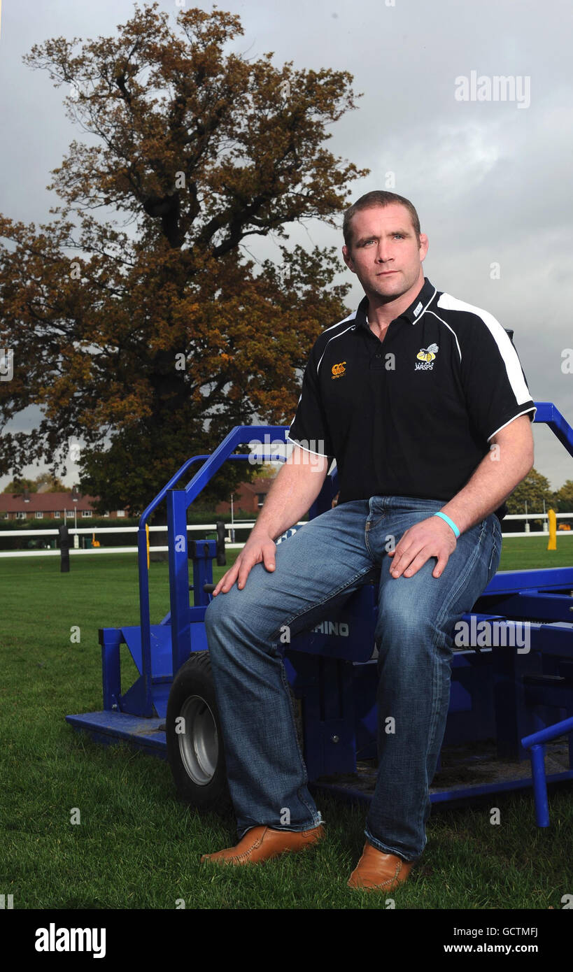 Phil Vickery poses for media before a press conference at London Wasps Training Ground in Acton, London. Stock Photo