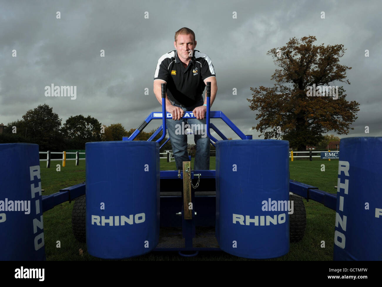 Phil Vickery poses for media before a press conference at London Wasps Training Ground in Acton, London. Stock Photo
