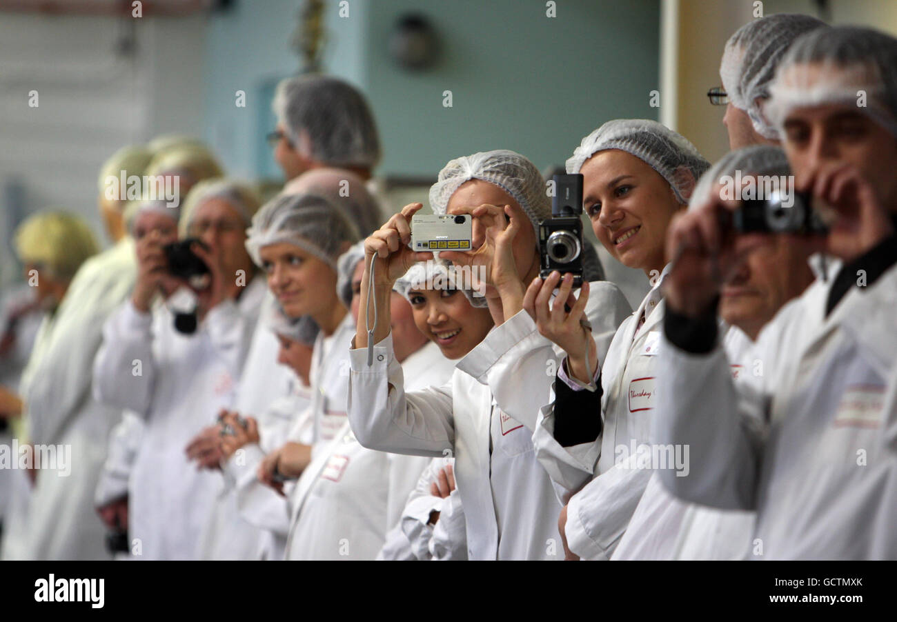 Staff at Wilkin and Son's Jam factory in Tiptree await the arrival of