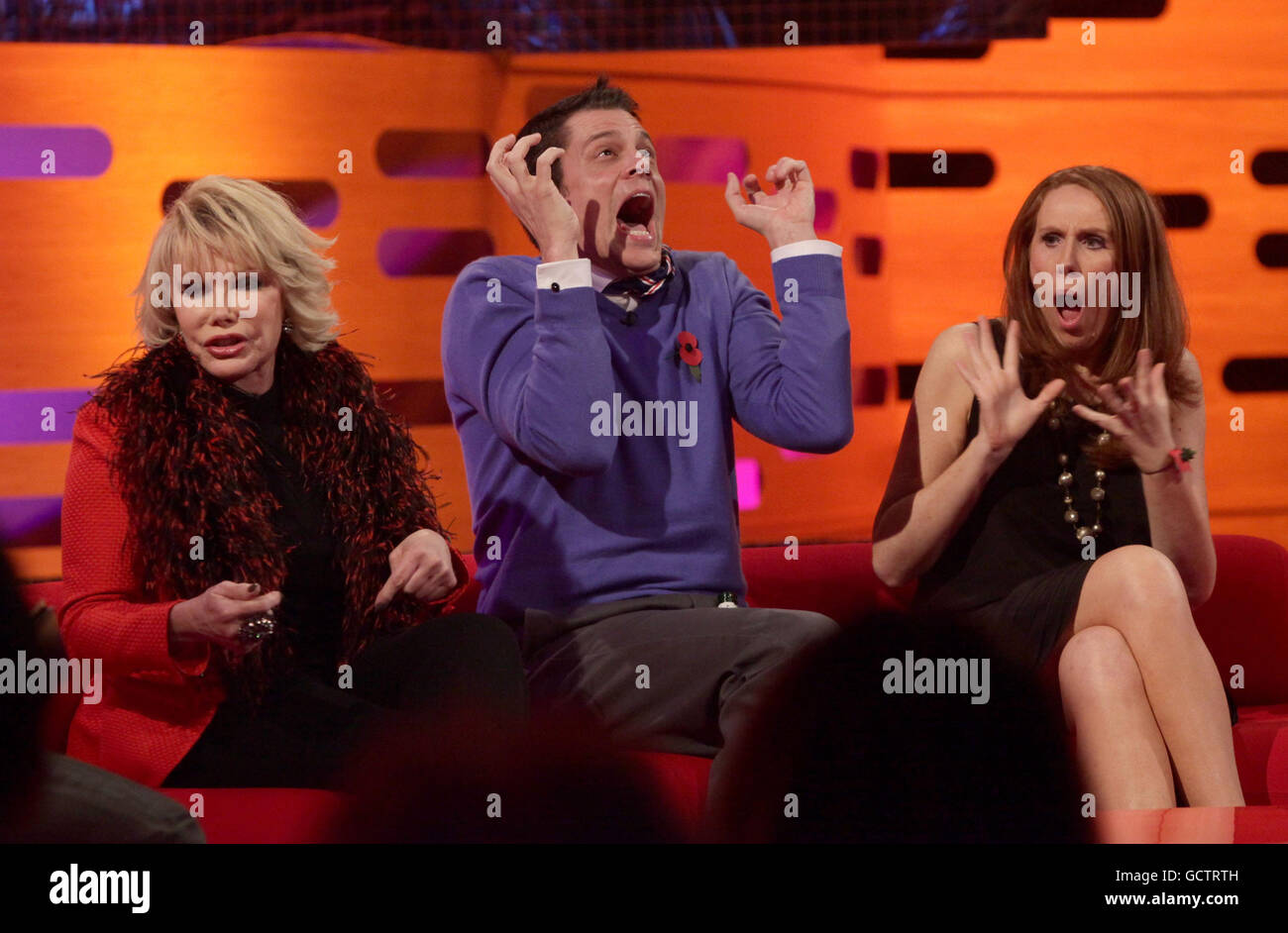Guests (left to right) Joan Rivers, Johnny Knoxville and Catherine Tate
