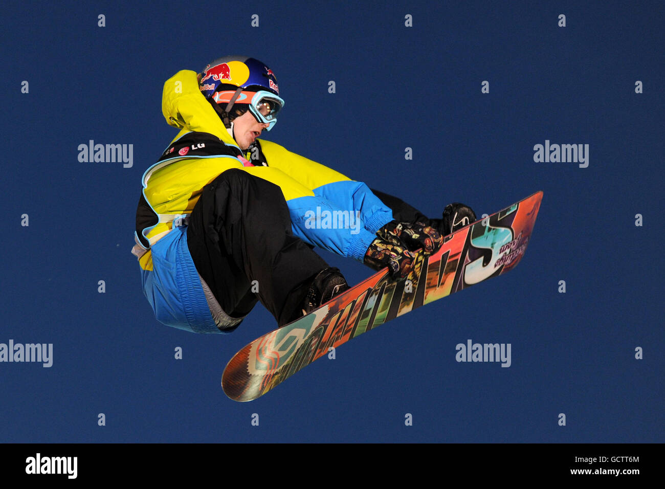 Jamie Nicholls of Great Britain during the LG Snowboard FIS World Cup in London Stock Photo