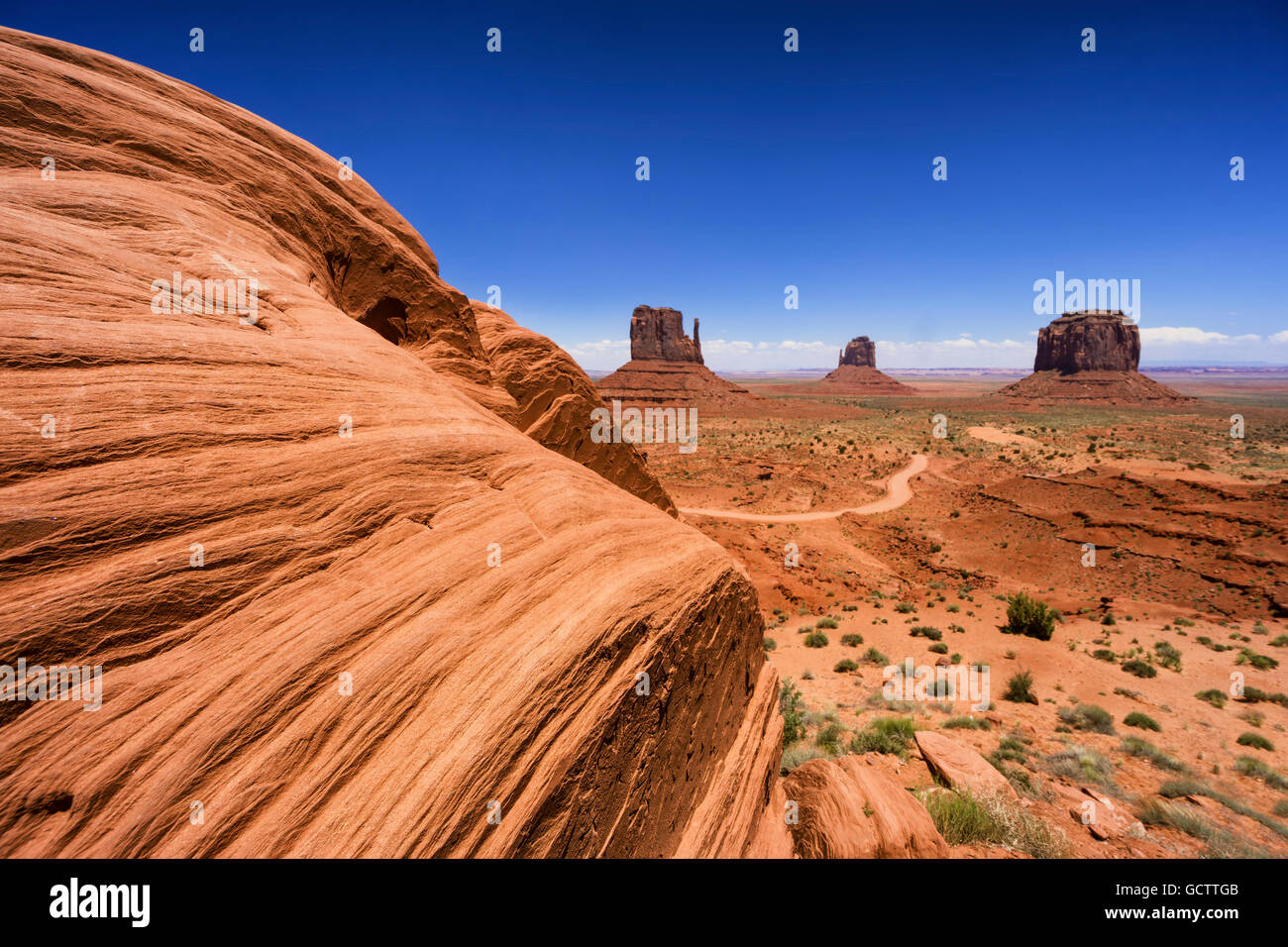 Big rock in Monument valley at the border of Utah and Arizona Stock Photo