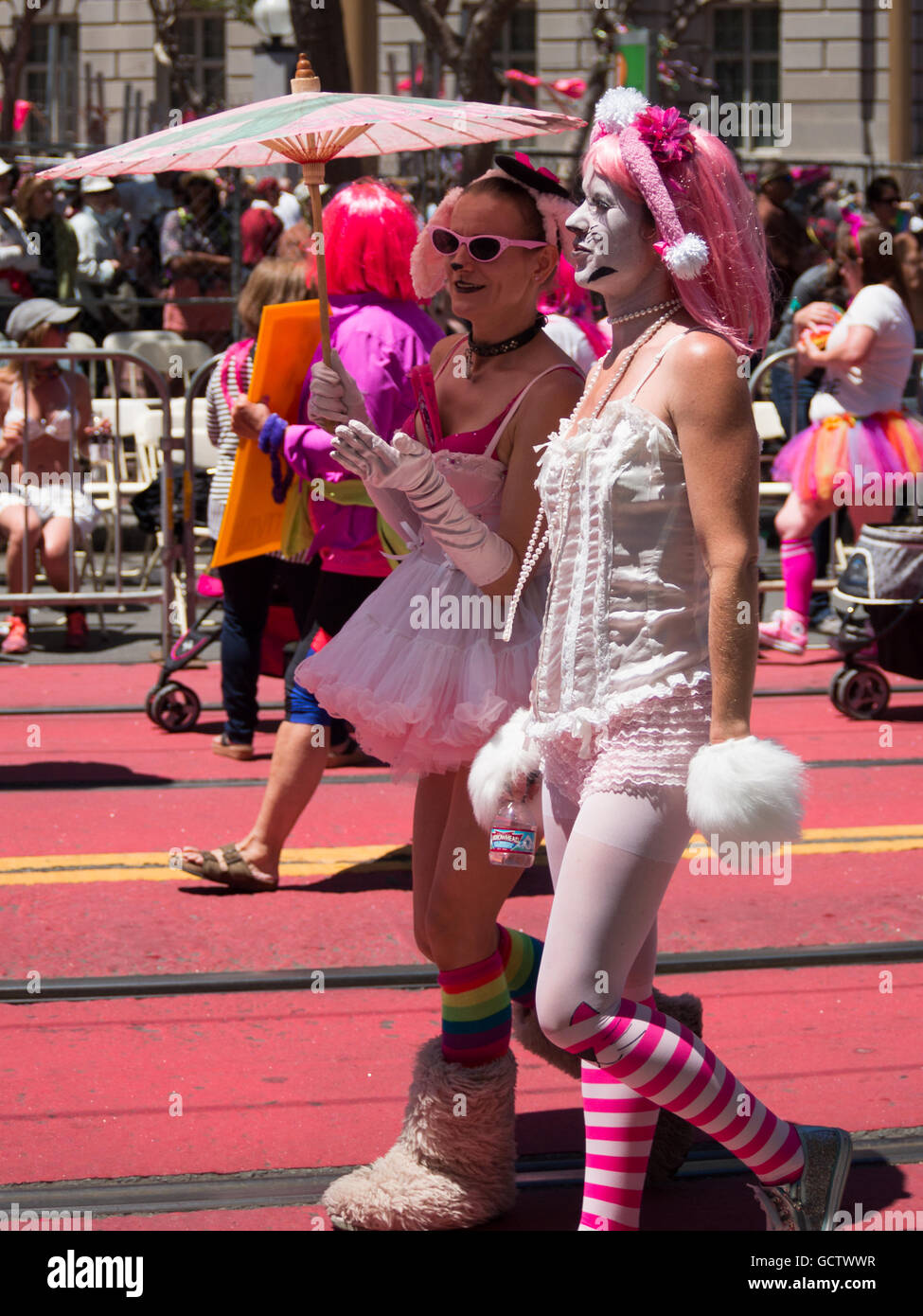 Couples in colorful costume parades at San Francisco Pride Parade 2016
