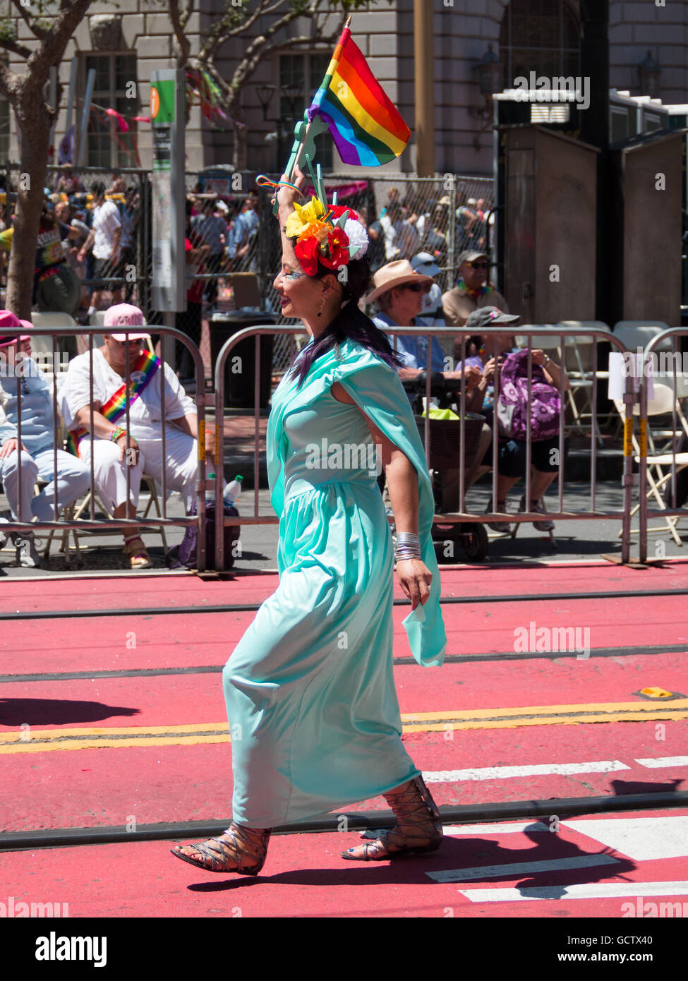 Woman happily parades in San Francisco Pride Parade 2016 Stock Photo ...