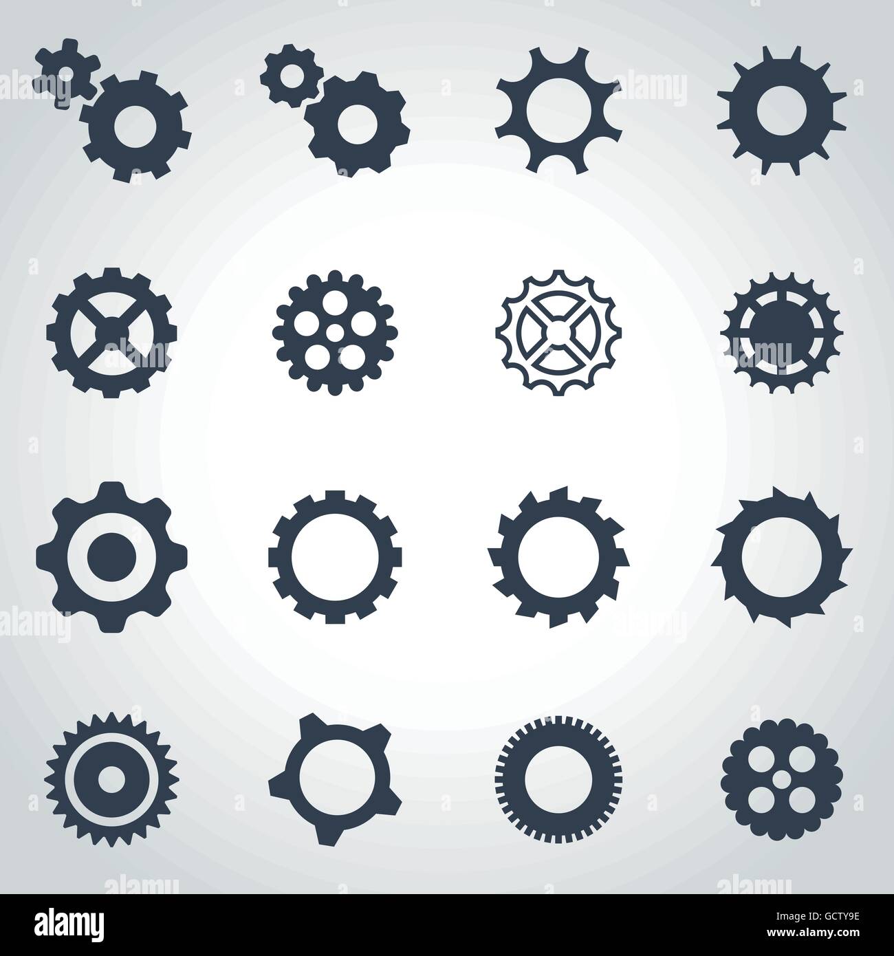 Vector black gear icon set Stock Vector Image & Art - Alamy