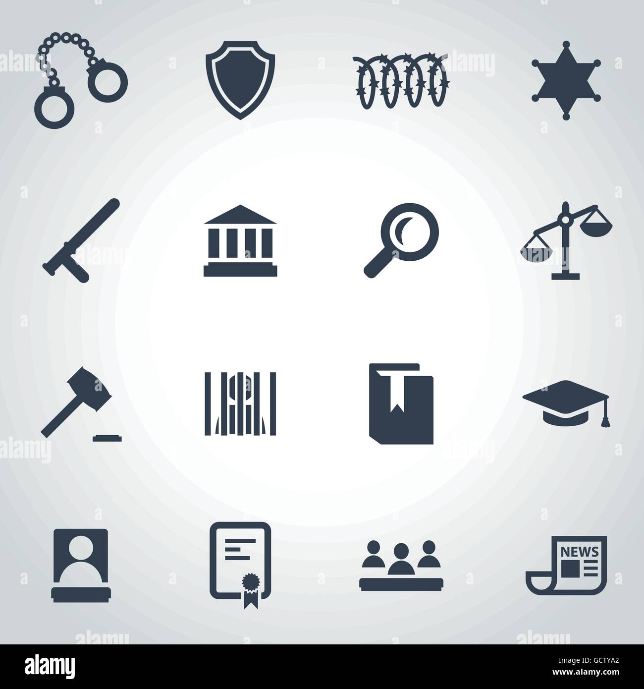 Vector black justice icon set Stock Vector Image & Art - Alamy