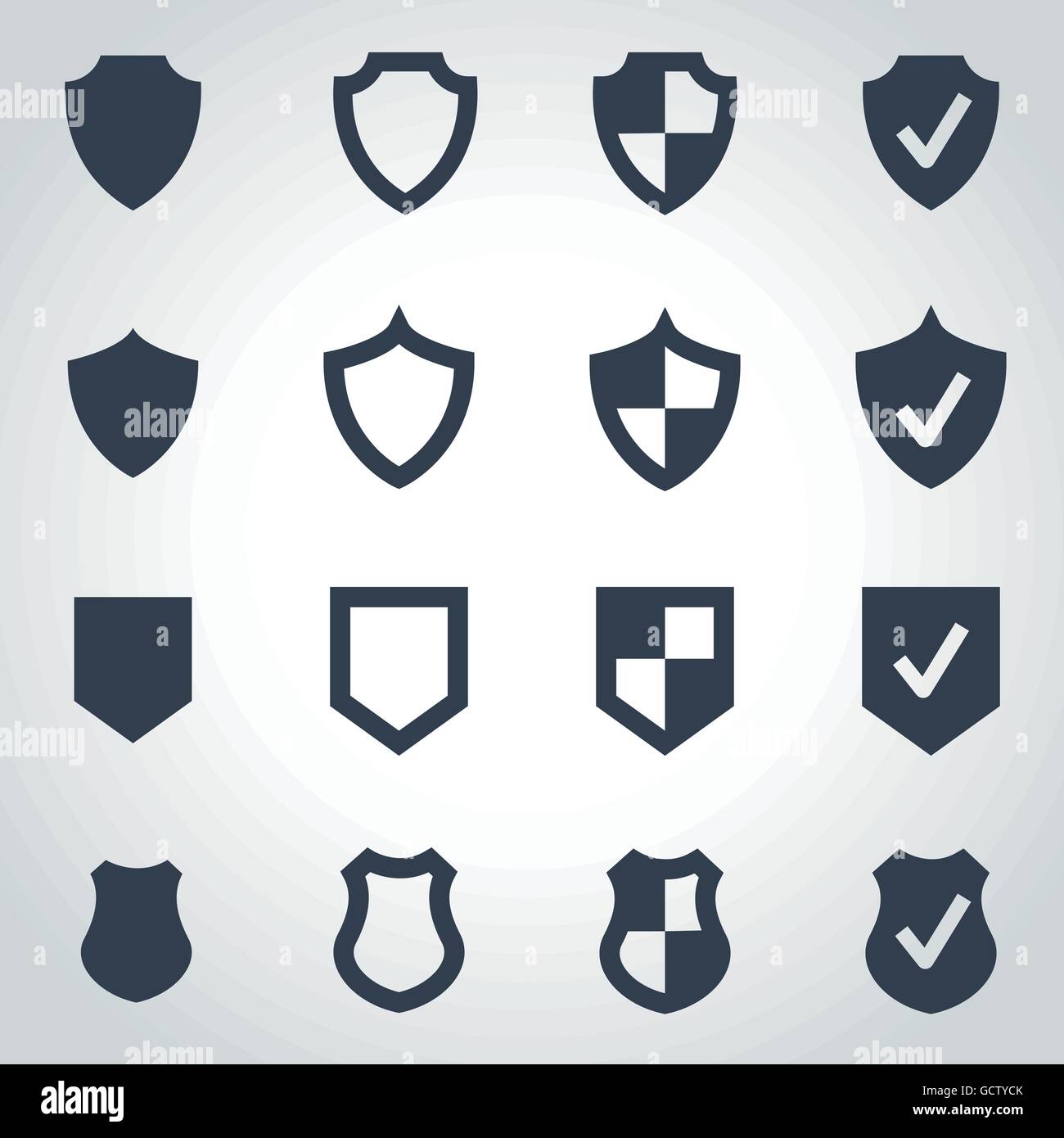 Vector black shield icon set Stock Vector Image & Art - Alamy