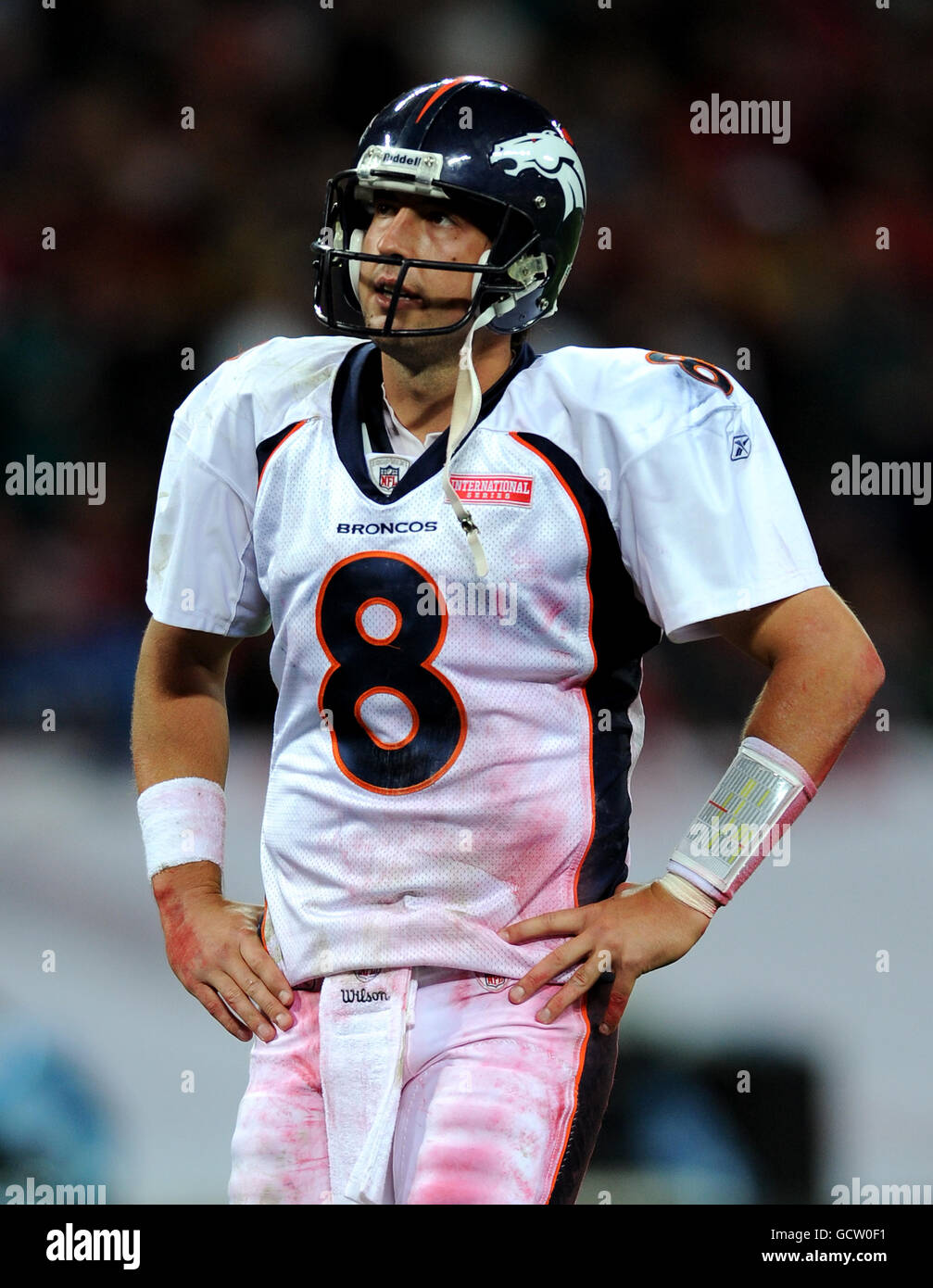 American Football - NFL - San Francisco 49ers v Denver Broncos - Wembley Stadium. Kyle Orton, Denver Broncos Quarterback Stock Photo