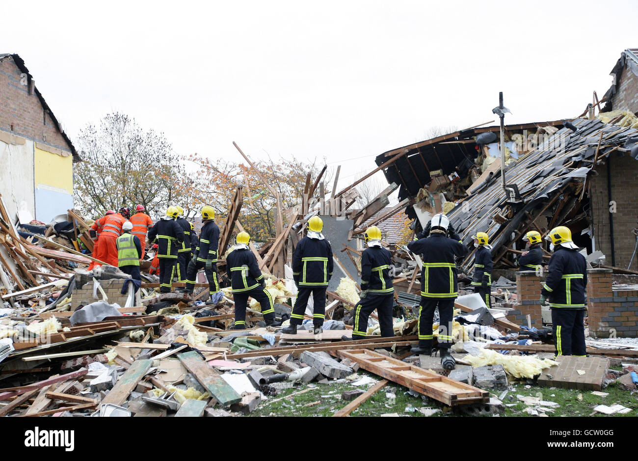 Emergency services attend the scene of a gas explosion that ripped ...