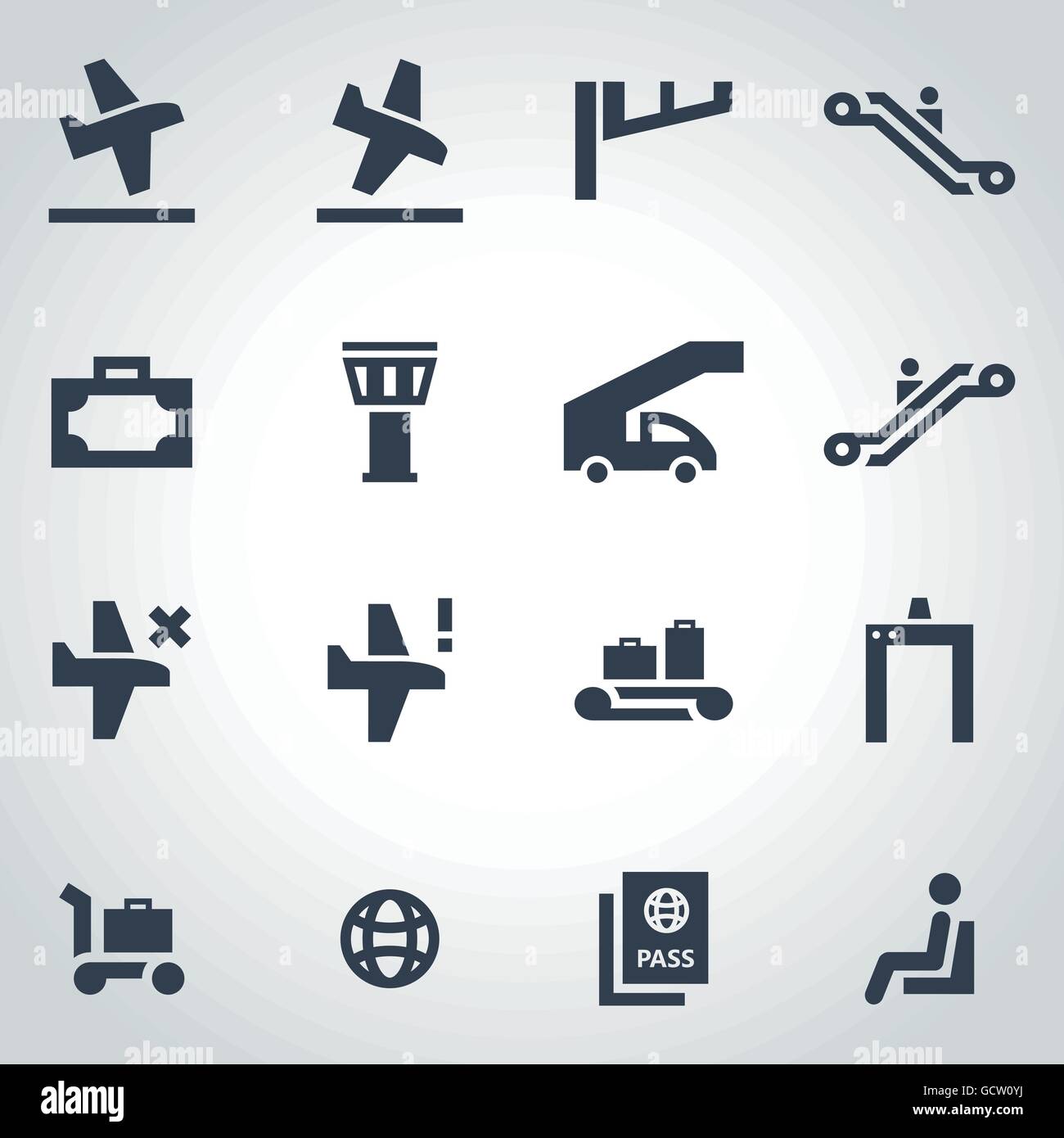 Vector black airport icon set Stock Vector Image & Art - Alamy