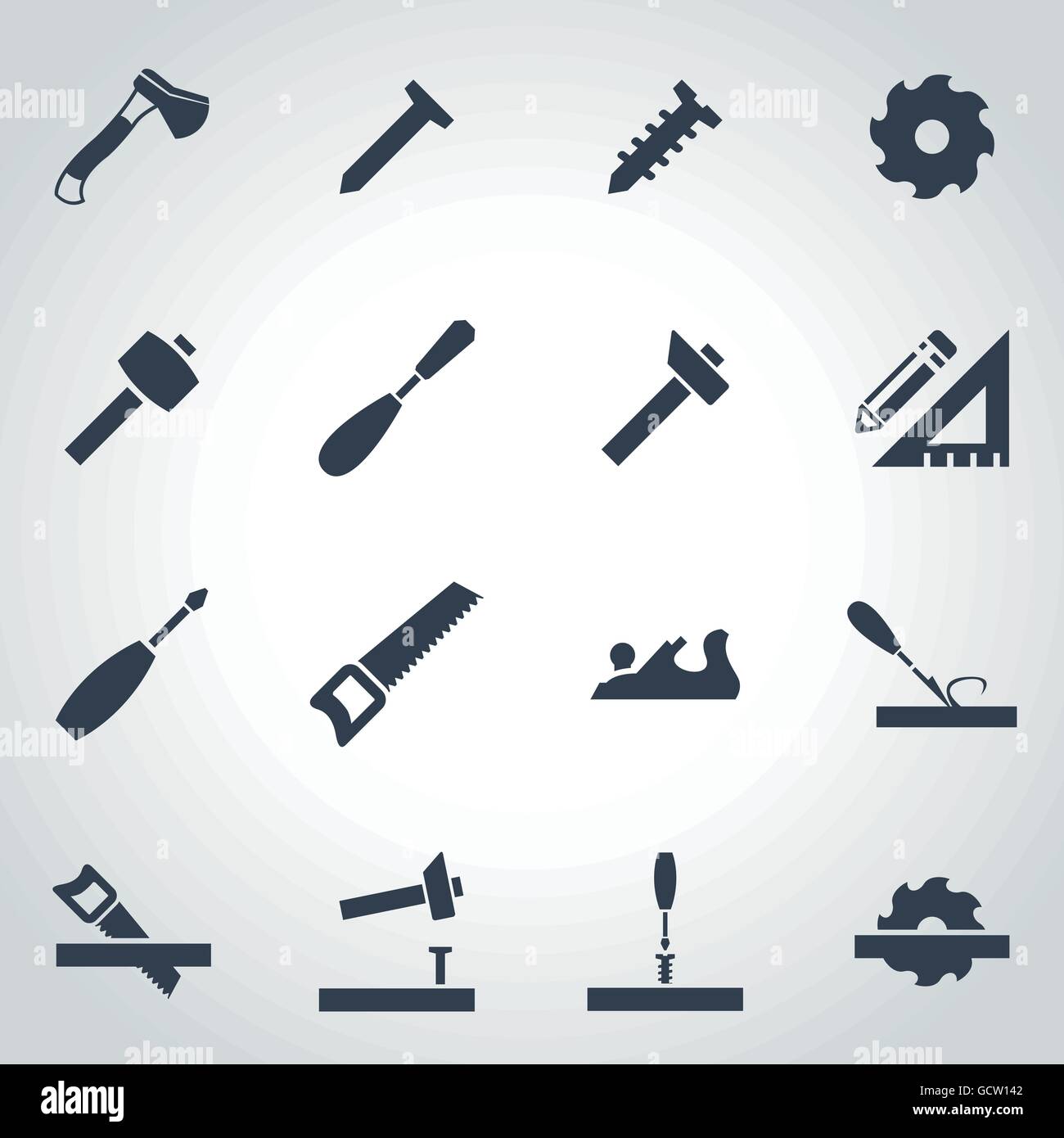Vector black carpentry icon set Stock Vector Image & Art - Alamy