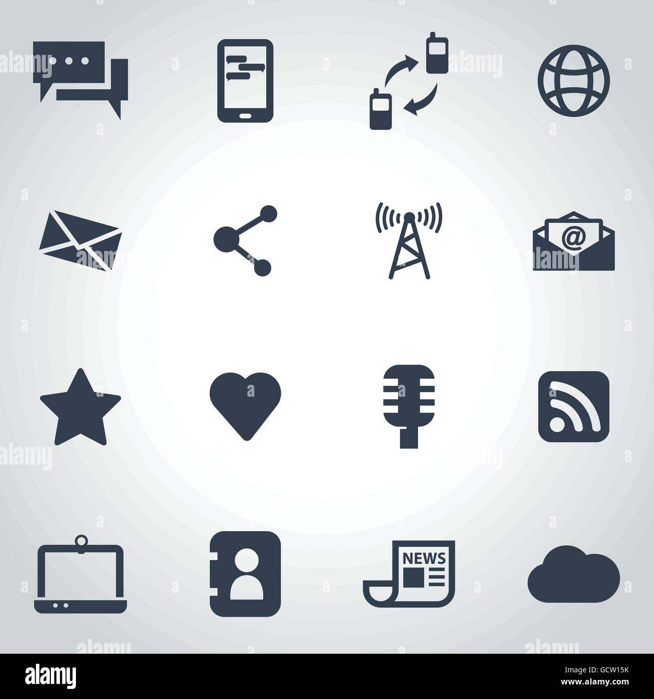 Vector black communication icon set Stock Vector Image & Art - Alamy