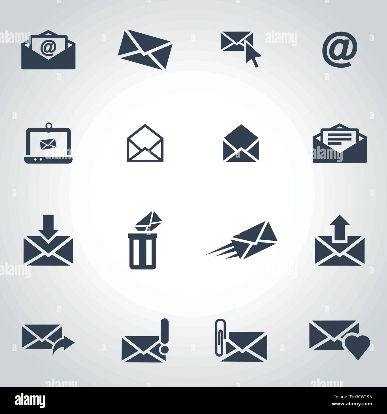 Vector black email icon set Stock Vector Image & Art - Alamy