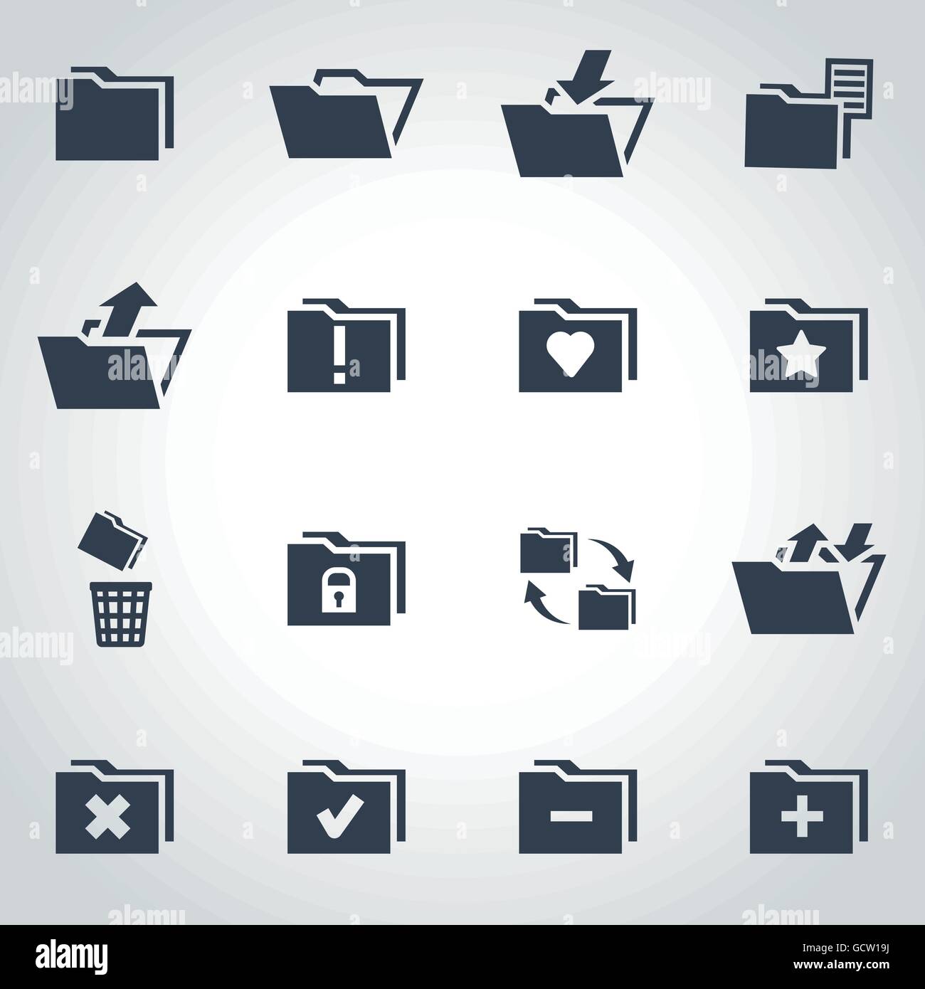 Vector black folder icon set Stock Vector Image & Art - Alamy