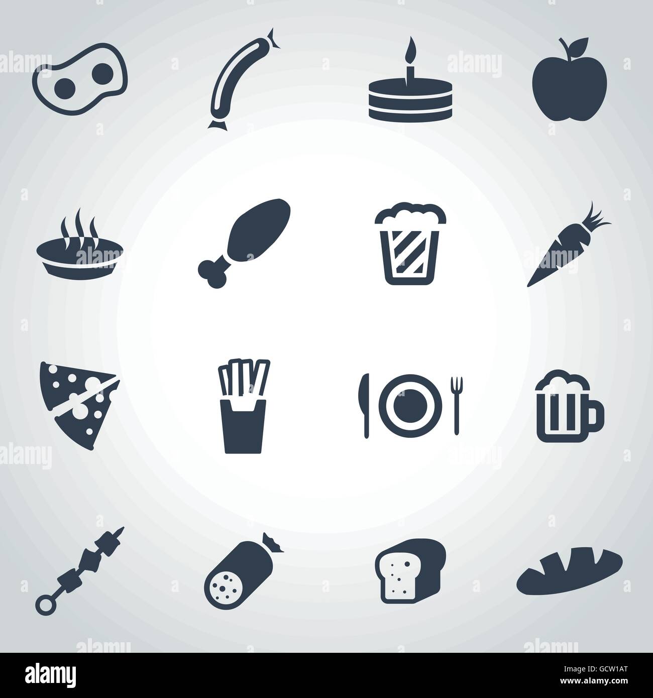 Vector black food icon set Stock Vector Image & Art - Alamy