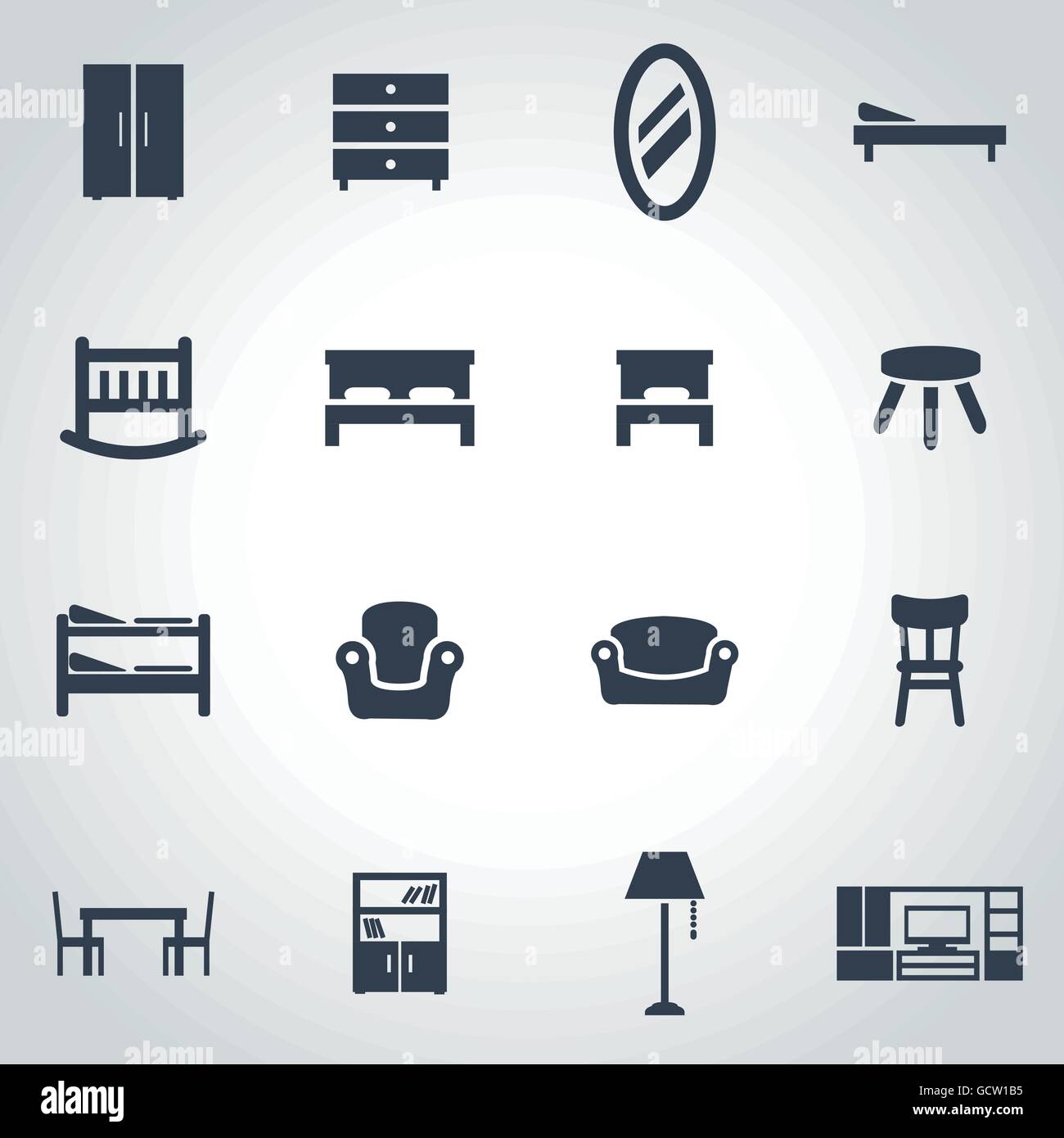Vector black furniture icon set Stock Vector Image & Art - Alamy