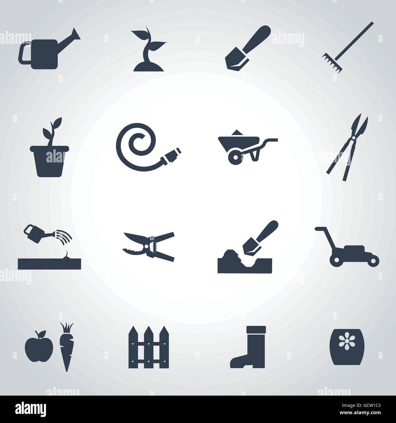 Vector black gardening icon set Stock Vector Image & Art - Alamy