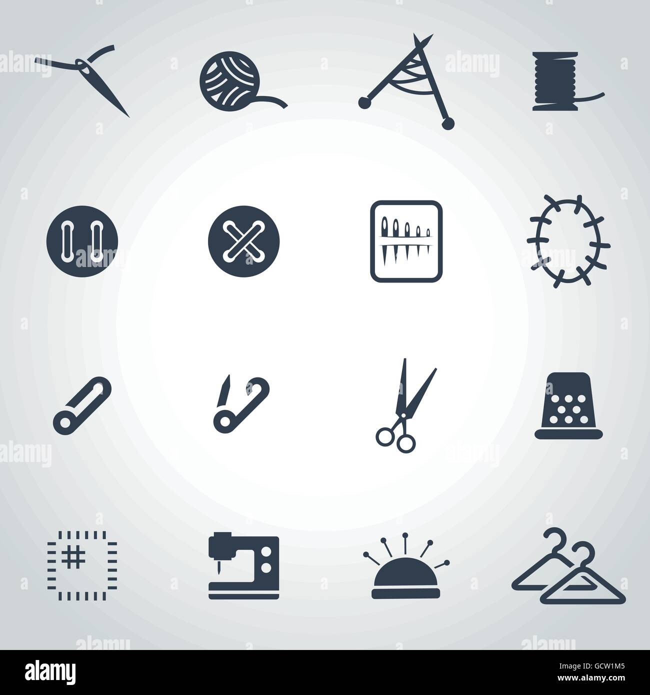 Vector black sewing icon set Stock Vector Image & Art - Alamy