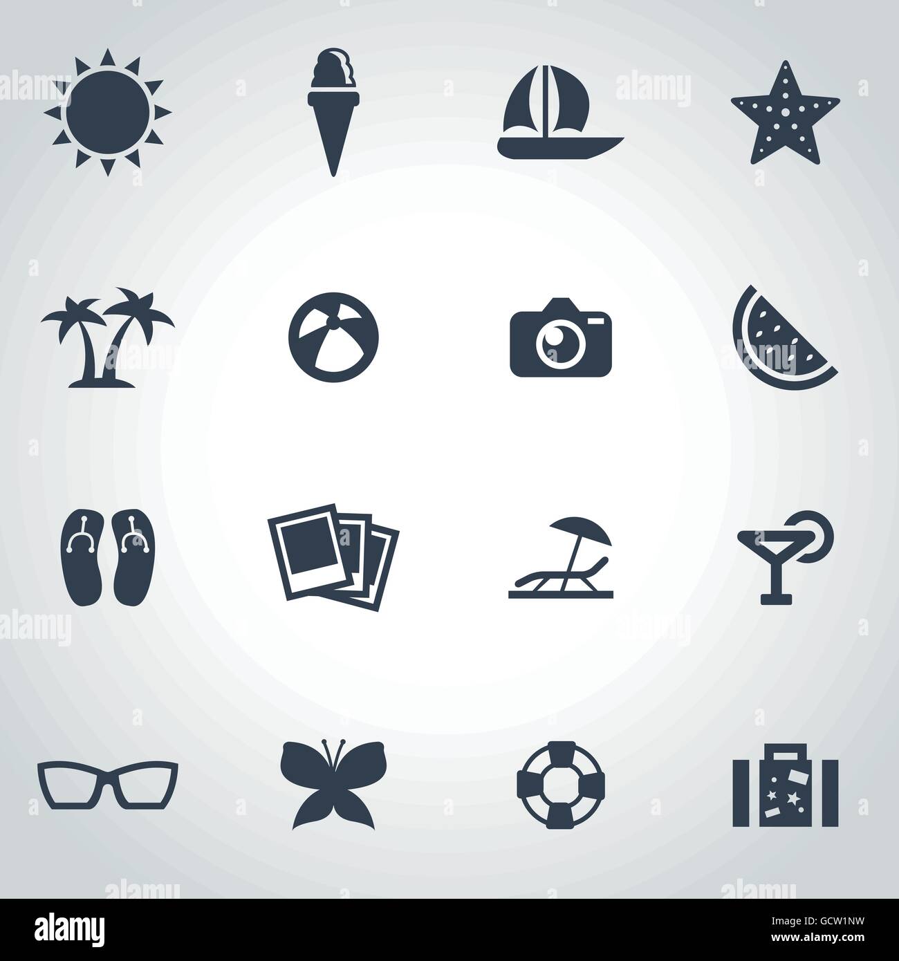 Vector black summer icon set Stock Vector Image & Art - Alamy