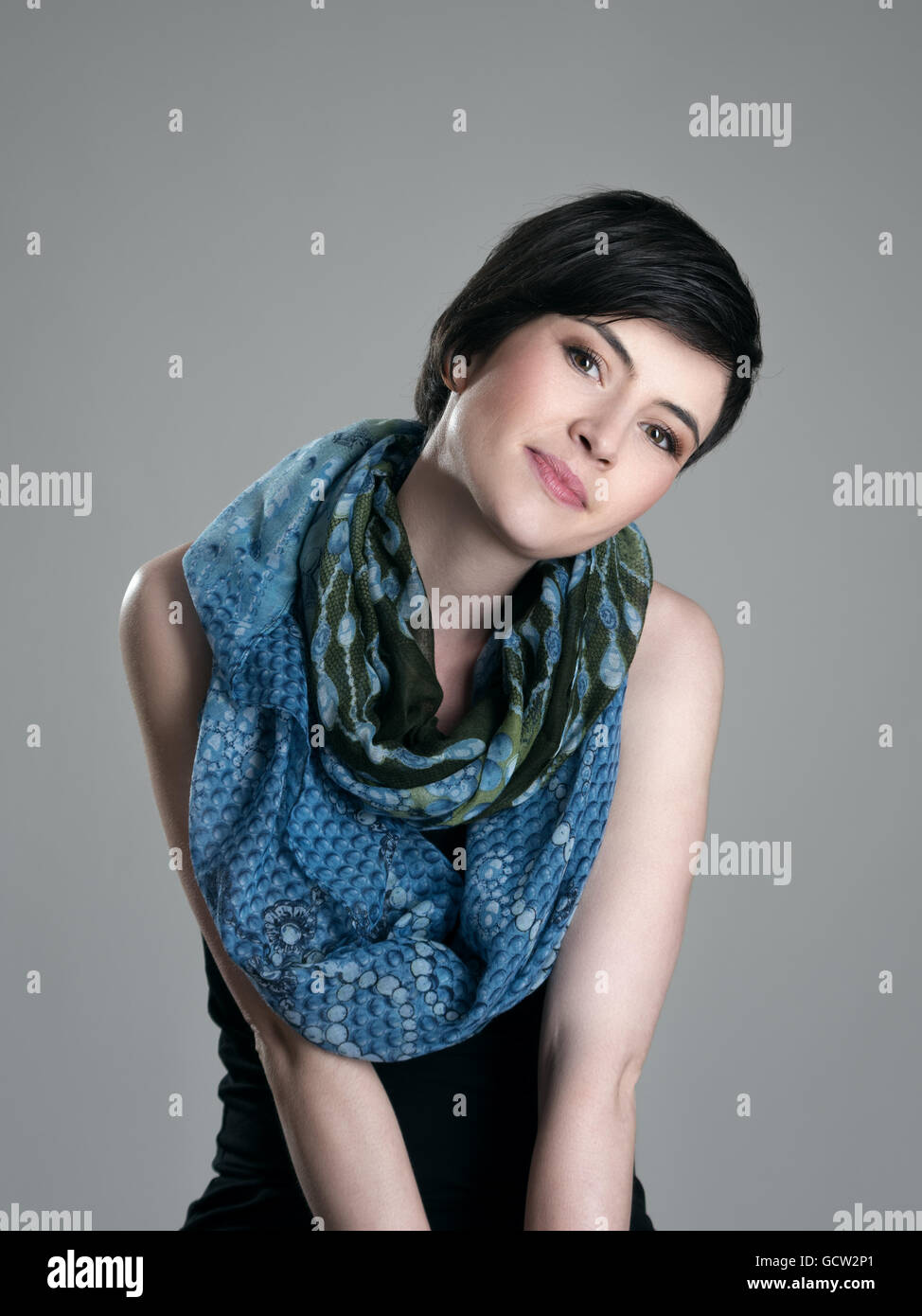 Gorgeous Young Short Hair Brunette Beauty With Slanted Head