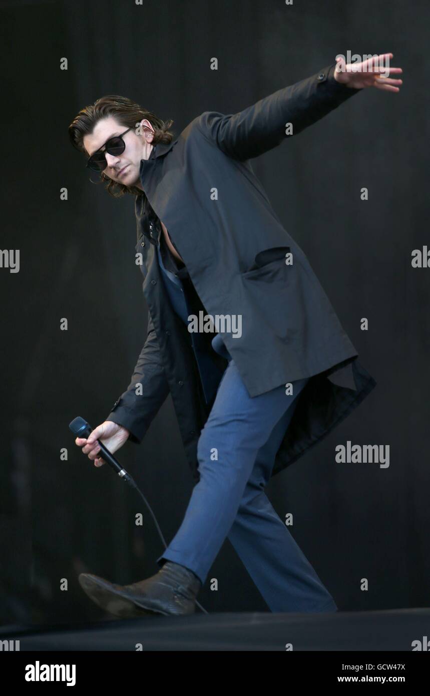 Alex Turner of The Last Shadow Puppets performing on the main stage