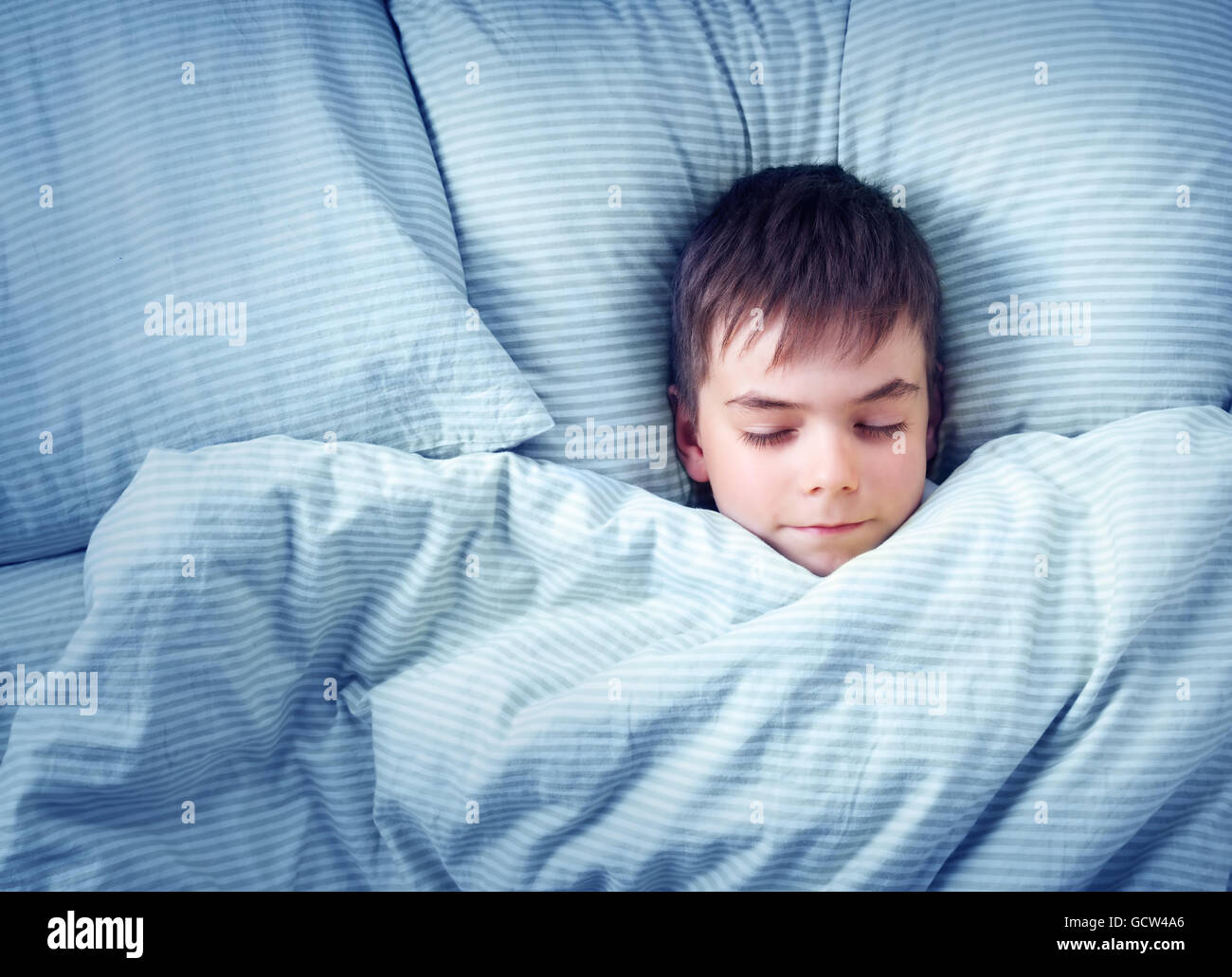 seven years old child in the bed Stock Photo Alamy