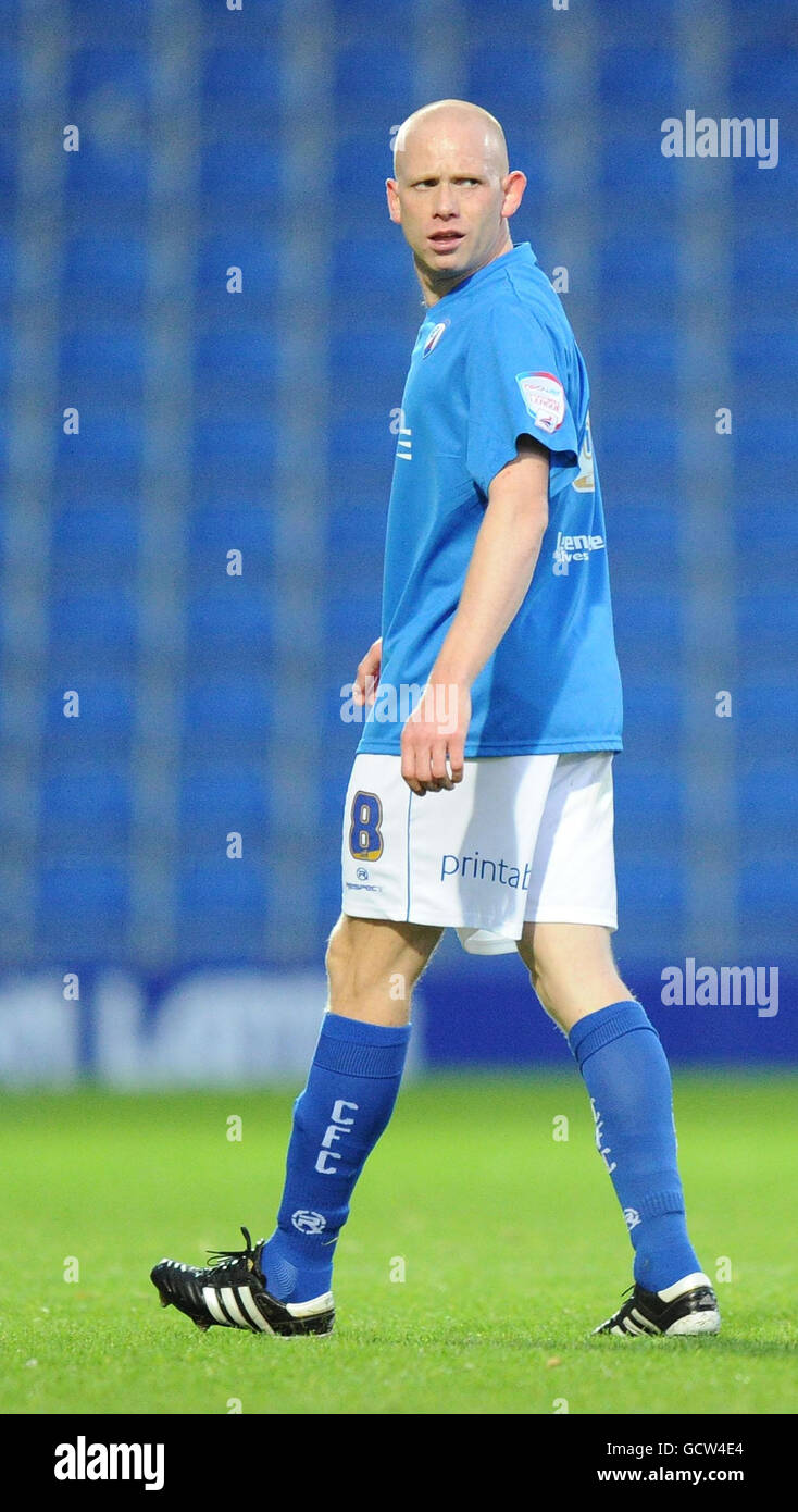 Chesterfield's Derek Niven leaves the field after being red carded during the npower League Two match at the B2Net Stadium, Chesterfield. Stock Photo