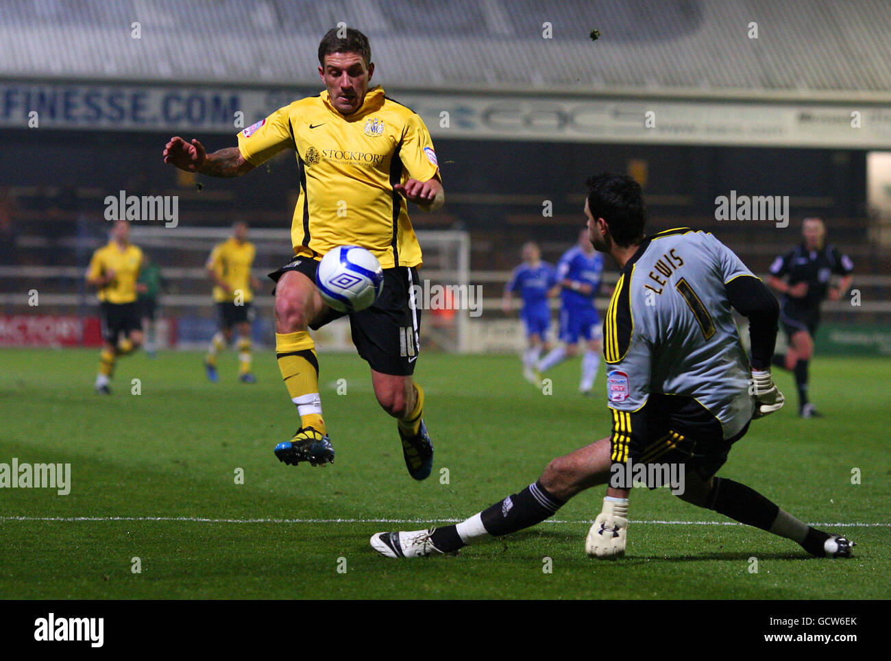 Stockport County's Donnelly attempts to take the ball around